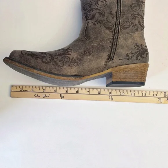 ROPERS Women’s Shorty Boot Vintage Brown Faux Leather Laser Western Design - Picture 13 of 13